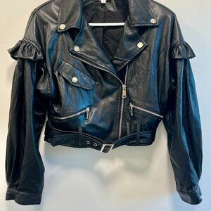 Mable Faux Leather Puff Sleeve Jacket Womens Size Small